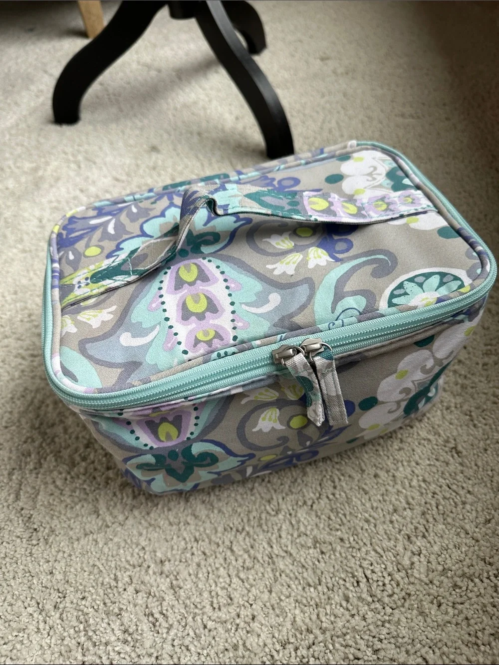 PB Teen Pottery Barn Paisley Floral Train Case Makeup Bag Travel Cosmetic